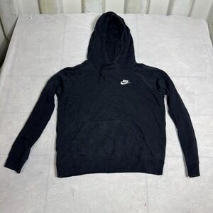 Nike Mens Hoodie Black Knit Raglan Sleeve Kangaroo Pocket Logo Activewear Size S